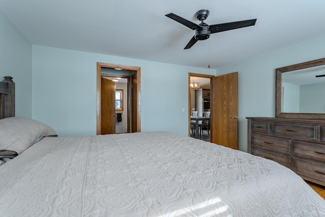 bedroom featuring ceiling fan