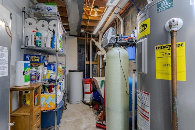 utility room featuring electric water heater