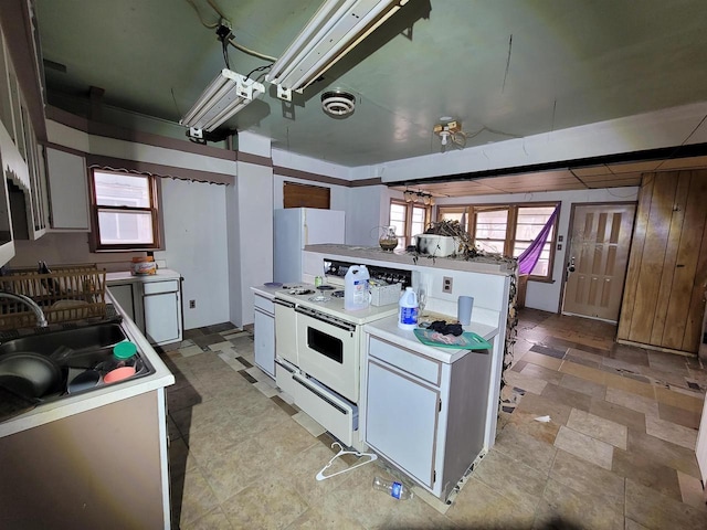 kitchen featuring white cabinetry, sink, and electric stove