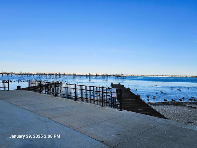 view of dock featuring a water view