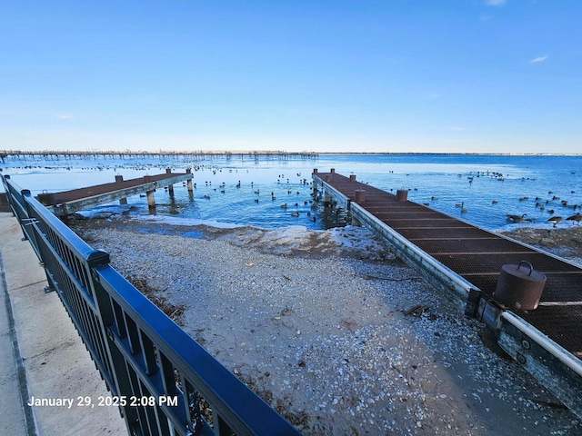 view of dock featuring a water view