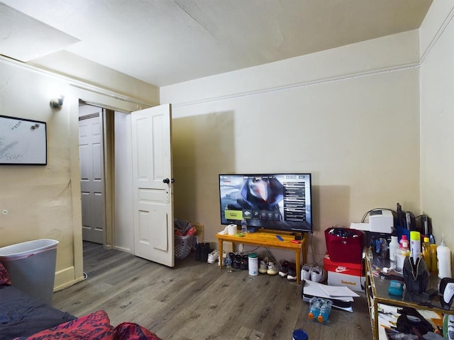 living room with hardwood / wood-style floors