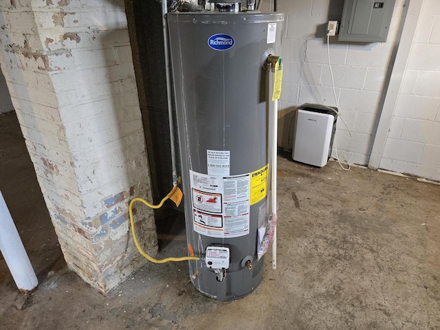 utilities featuring electric panel and water heater