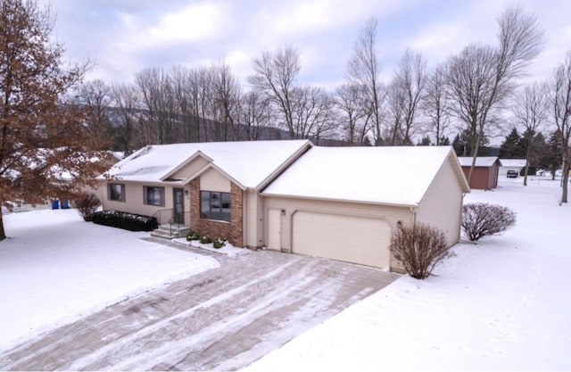 single story home with a garage