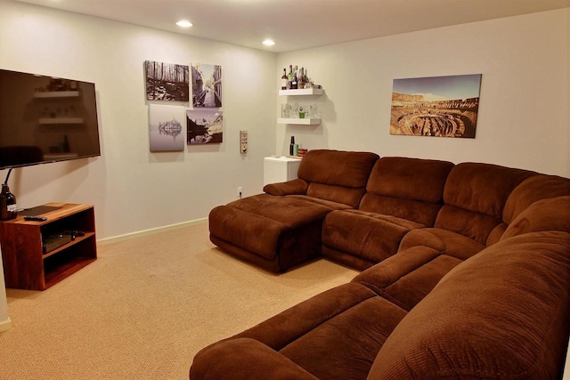 living room with carpet flooring