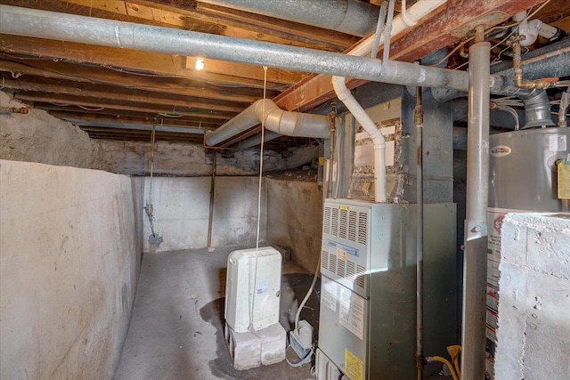 basement with water heater