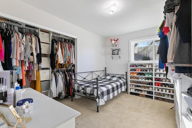 carpeted bedroom with a closet