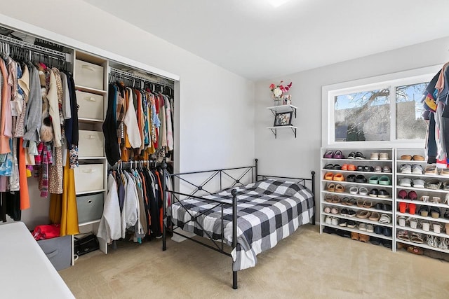 carpeted bedroom featuring a closet