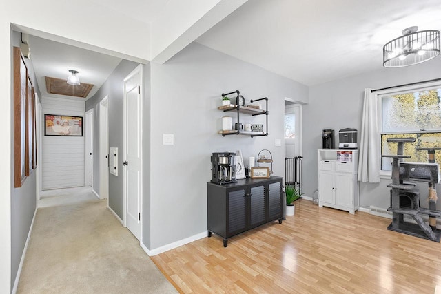 hallway with light wood-type flooring