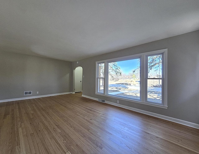 spare room featuring wood-type flooring