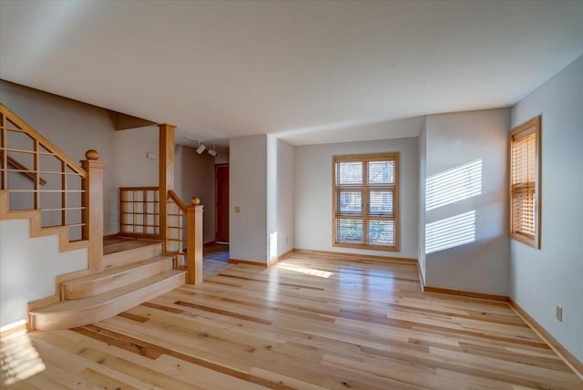 interior space with light hardwood / wood-style floors