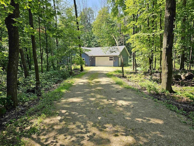 exterior space with a garage