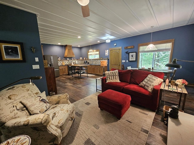 living room with hardwood / wood-style floors