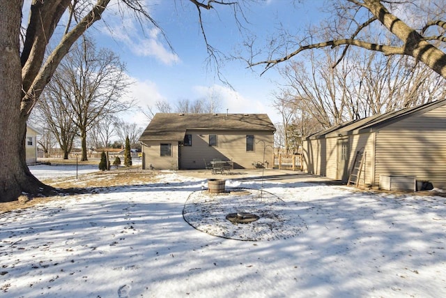 view of snow covered property