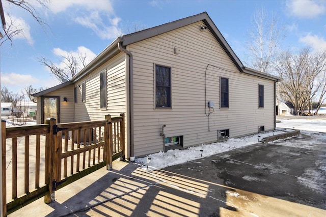 view of snow covered property