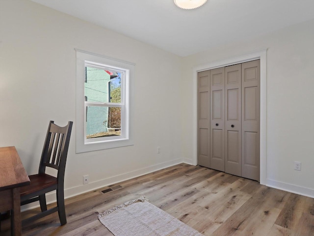 home office featuring light wood-type flooring