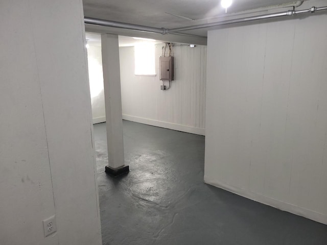 basement with electric panel