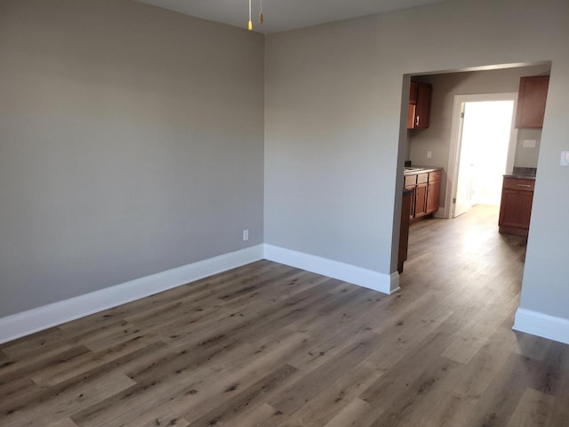 empty room with ceiling fan and wood-type flooring