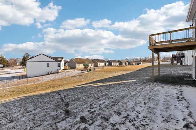 view of yard featuring a wooden deck