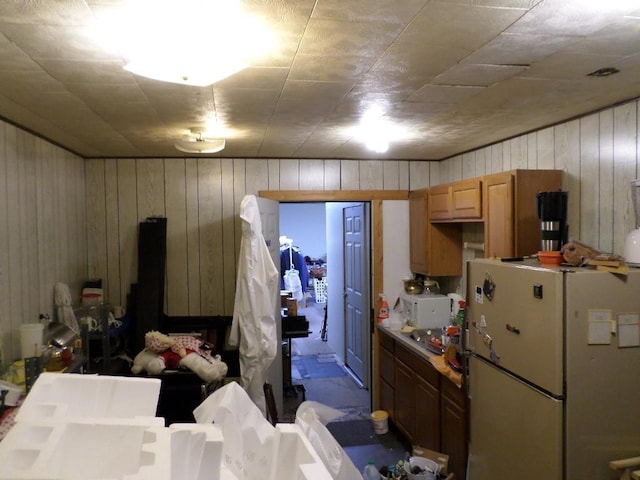 kitchen with white fridge