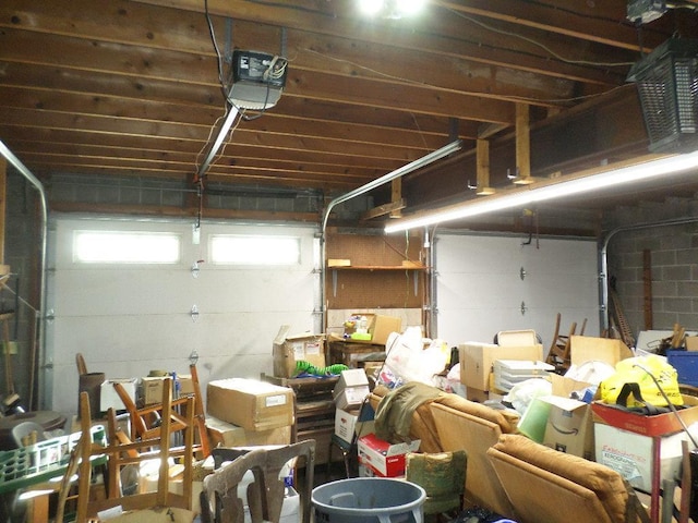 garage with a garage door opener