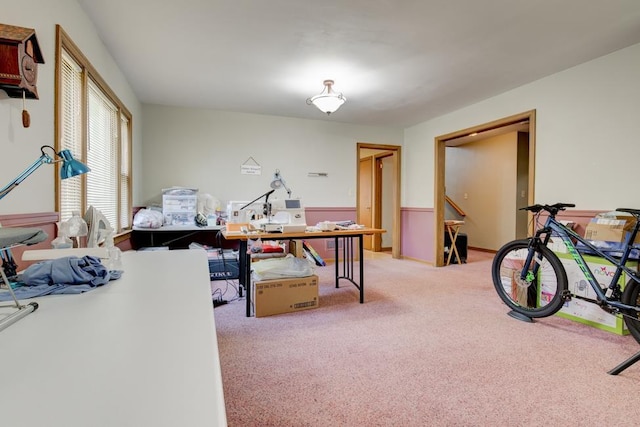 view of carpeted office space