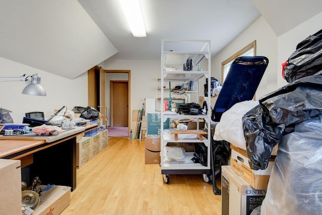 home office featuring light hardwood / wood-style floors