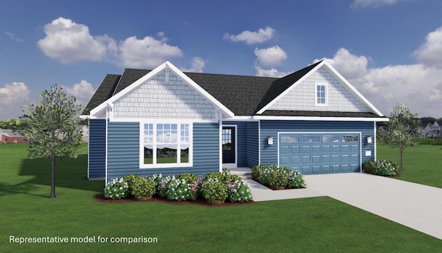 view of front facade featuring a garage and a front yard