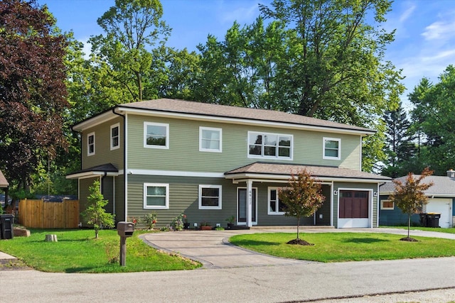 front of property featuring a garage and a front yard