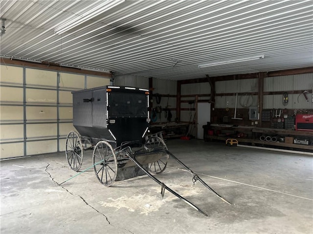 garage with electric panel