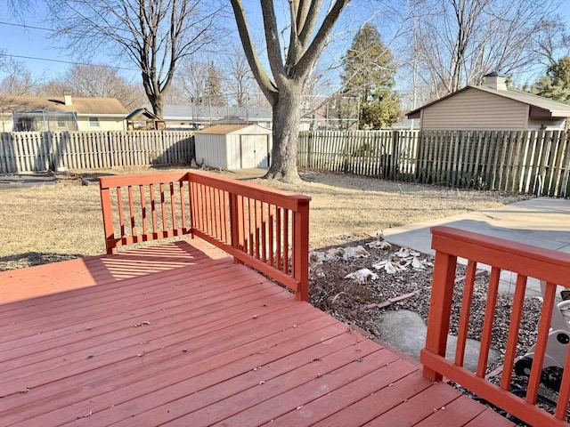 deck featuring a storage unit