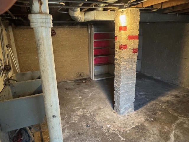 basement with sink