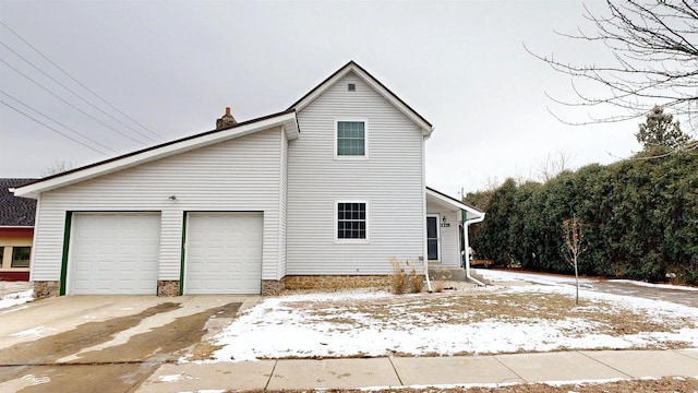 view of snow covered property