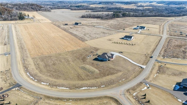 aerial view featuring a rural view