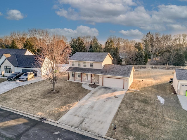 view of front property with a garage