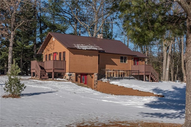 W268 County Highway A, Stone Lake, WI 54876 - view of front of property with a wooden deck