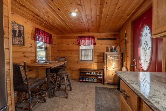 W268 County Highway A, Stone Lake, WI 54876 - dining area with wooden walls and wooden ceiling