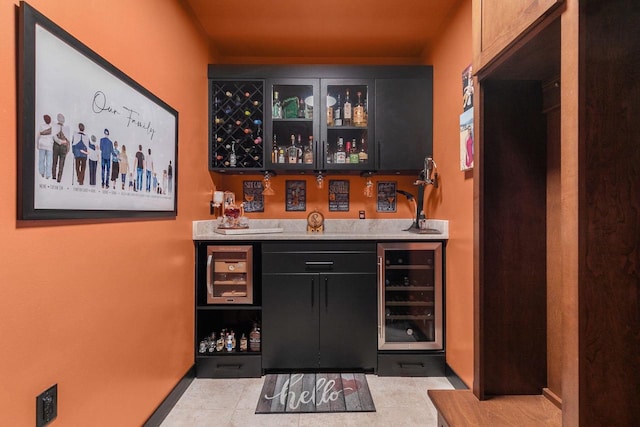 bar featuring wine cooler