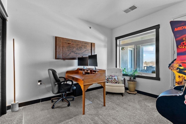 view of carpeted office space