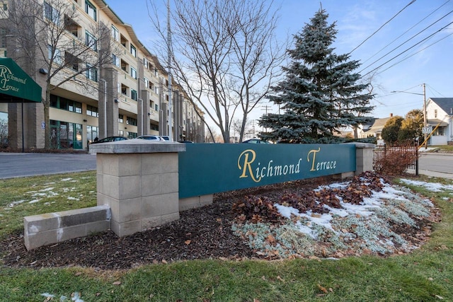 view of community sign