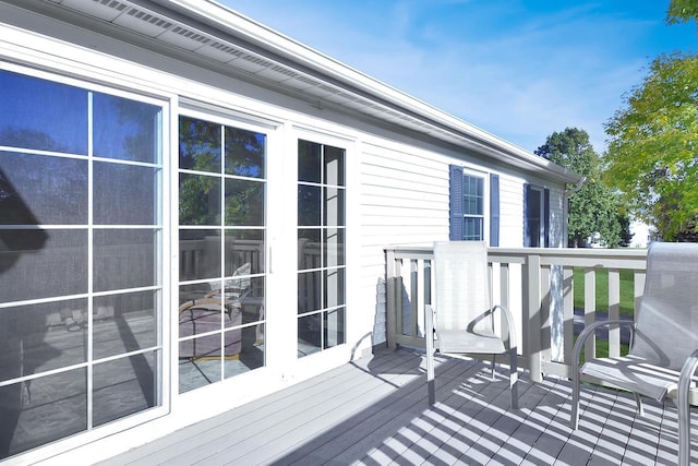 wooden deck with french doors