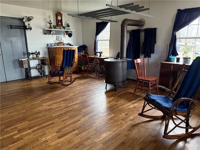 living area with wood-type flooring