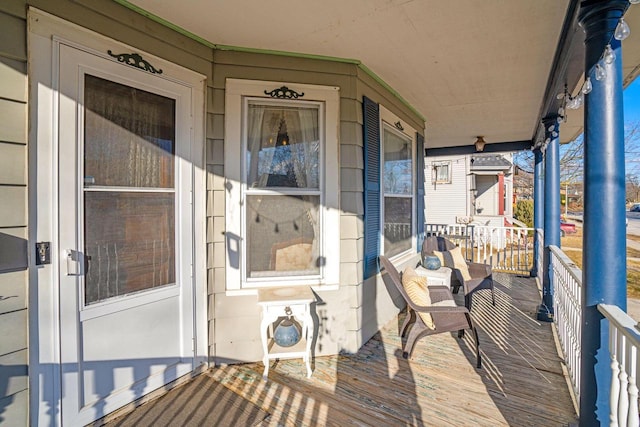 wooden deck with covered porch