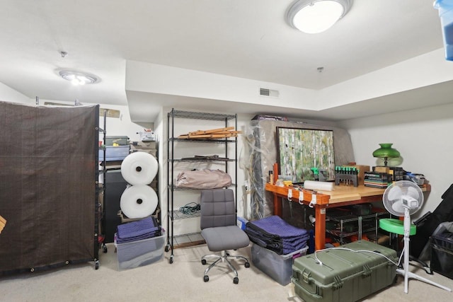 office space with carpet flooring and visible vents