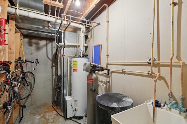 utilities with water heater and a sink