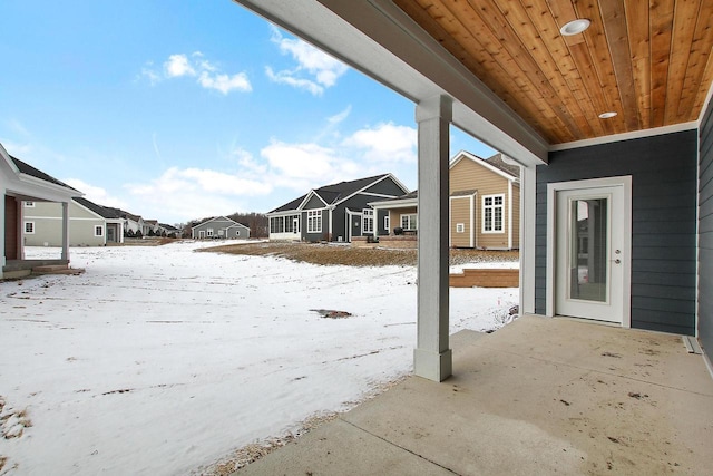 view of yard covered in snow