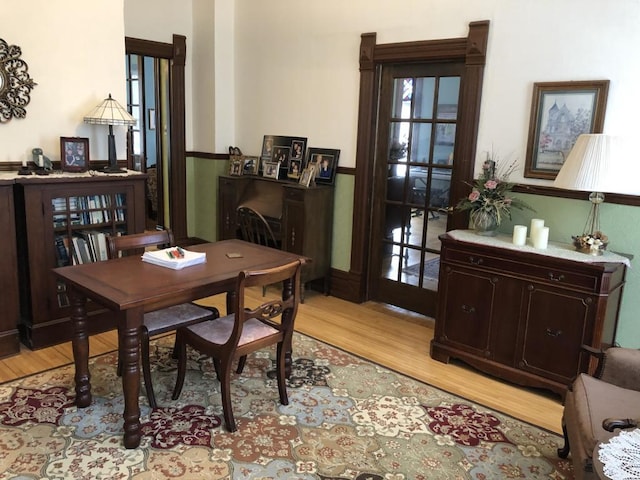 dining area featuring light hardwood / wood-style flooring