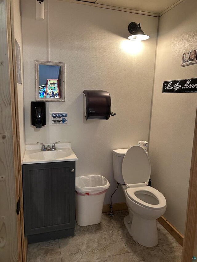 59460 Main St, Mason, WI 54856 - bathroom with vanity, tile patterned flooring, and toilet