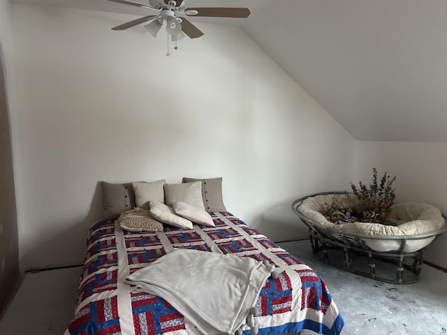 59460 Main St, Mason, WI 54856 - bedroom featuring lofted ceiling and ceiling fan