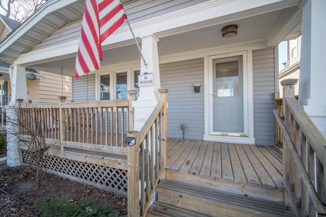 deck with covered porch